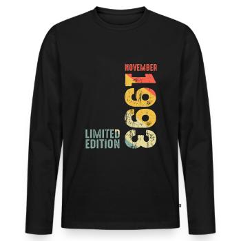 Since November 1993 Year 1993 Retro 1993 Vintage - Männer Premium Bio Langarmshirt - Schwarz - Vorne - Nico (187cm)