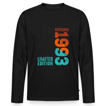 Since November 1993 Year 1993 Retro Vintage 1993 - Männer Premium Bio Langarmshirt - Schwarz - Vorne - Nico (187cm)