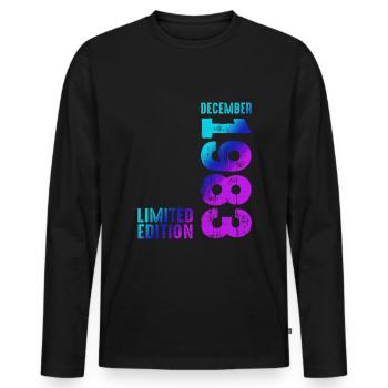 Since December 1983 Year 1983 Retro Vintage 1983 - Men's Premium Organic Long Sleeve Shirt - black - Front - Nico (187cm)