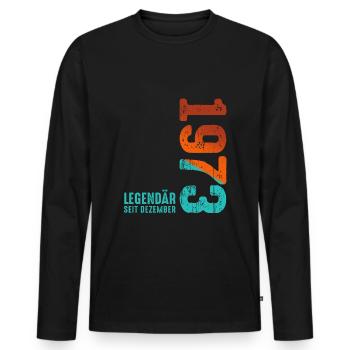 Since December 1973 Year 1973 Retro Vintage 1973 - Männer Premium Bio Langarmshirt - Schwarz - Vorne - Nico (187cm)