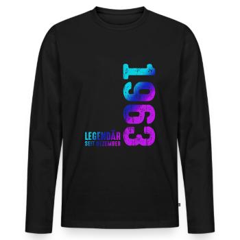 December 1963 Year 1963 Retro 1963 Vintage 1963 - Männer Premium Bio Langarmshirt - Schwarz - Vorne - Nico (187cm)