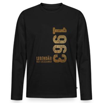 December 1963 Year 1963 Retro 1963 Vintage 1963 - Männer Premium Bio Langarmshirt - Schwarz - Vorne - Nico (187cm)