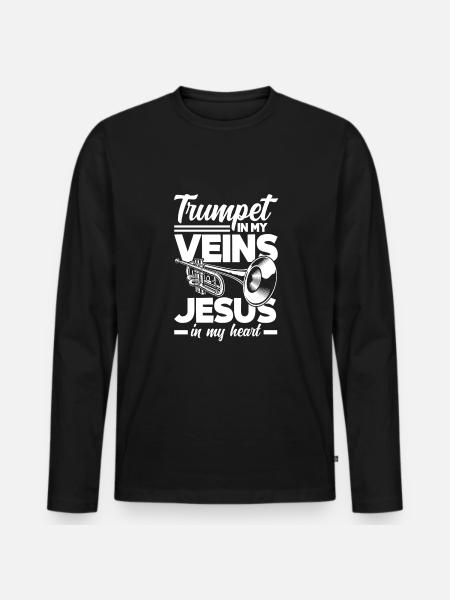 Trompet Trompettist Trompettist - Mannen Premium Bio shirt met lange mouwen - zwart