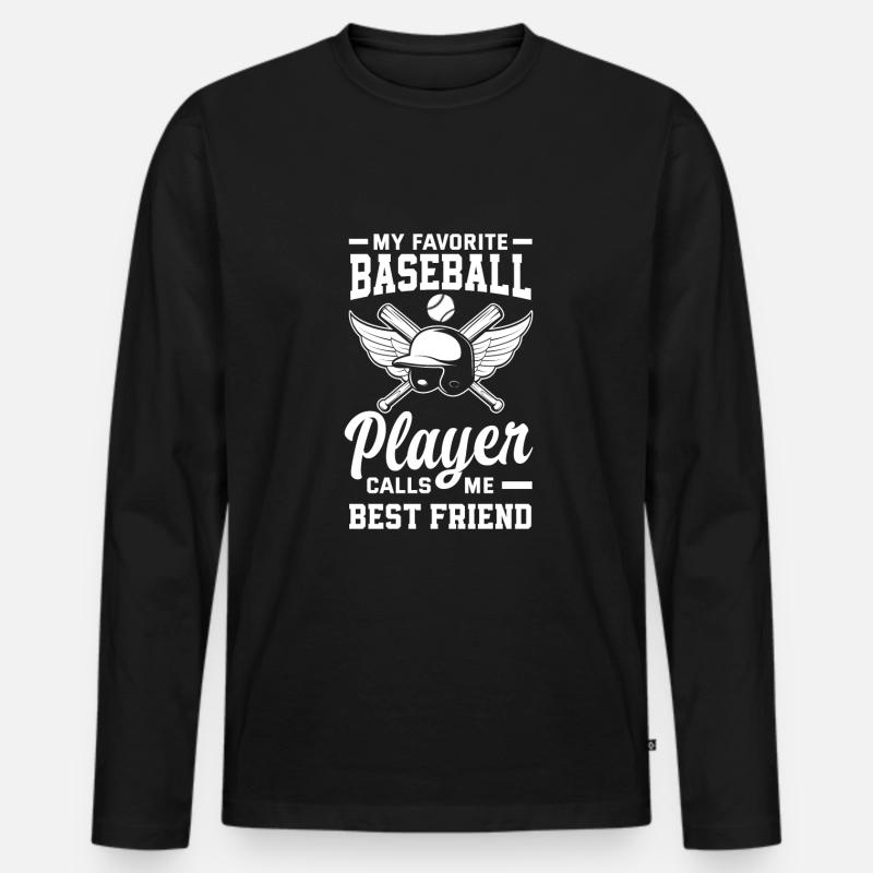 Lustiger Baseball - Männer Premium Bio Langarmshirt - Schwarz