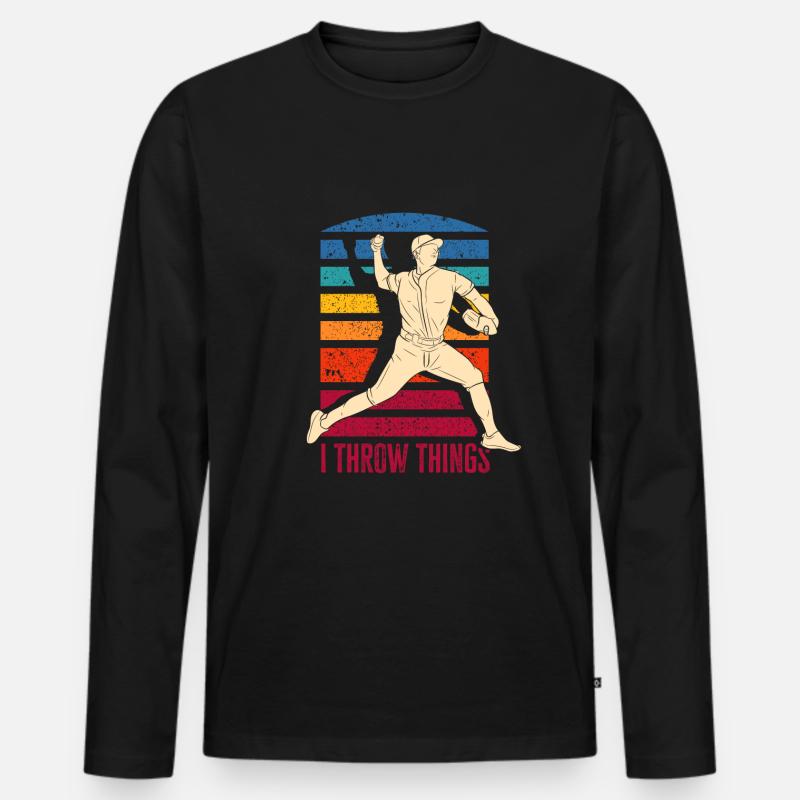 Lustiger Baseball - Männer Premium Bio Langarmshirt - Schwarz