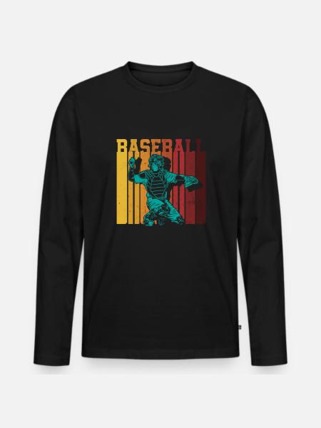 Funny Baseball - Men's Premium Organic Long Sleeve Shirt - black