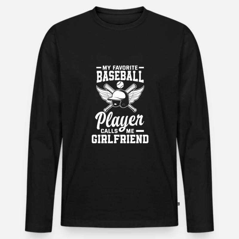 Lustiger Baseball - Männer Premium Bio Langarmshirt - Schwarz