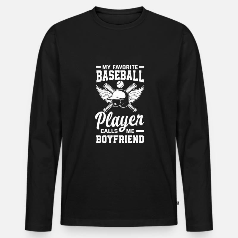 Lustiger Baseball - Männer Premium Bio Langarmshirt - Schwarz