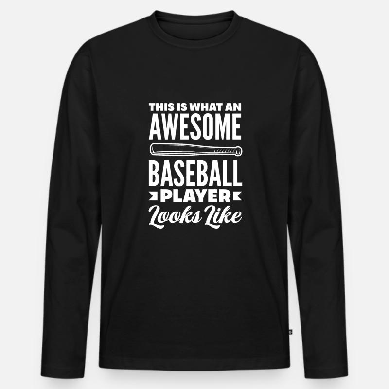 Lustiger Baseball - Männer Premium Bio Langarmshirt - Schwarz