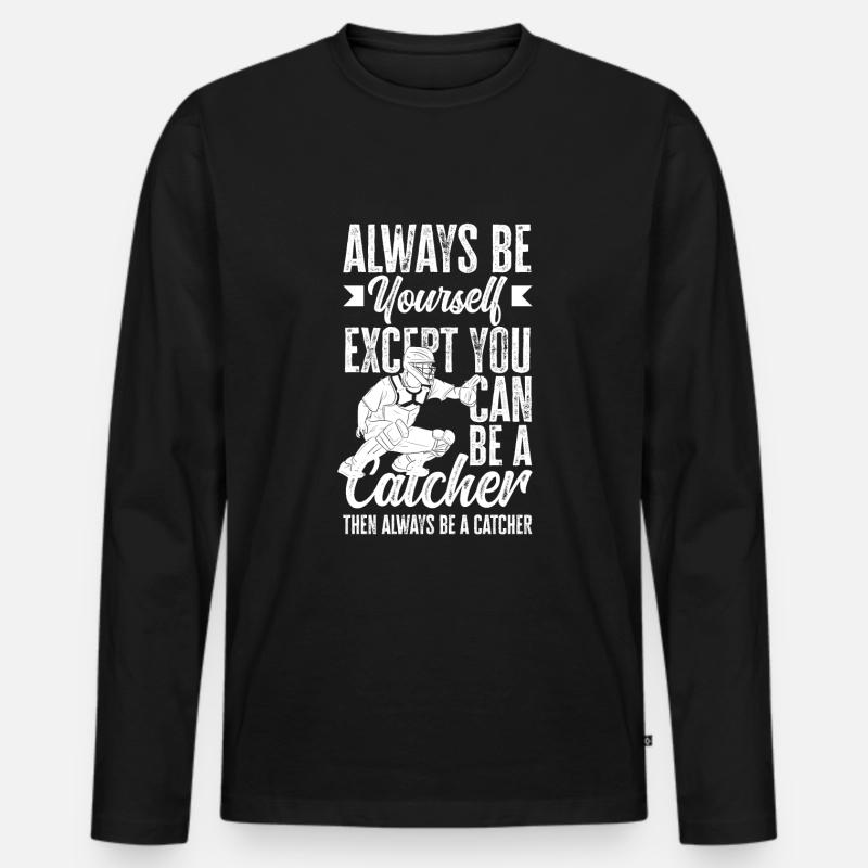 Lustiger Baseball - Männer Premium Bio Langarmshirt - Schwarz