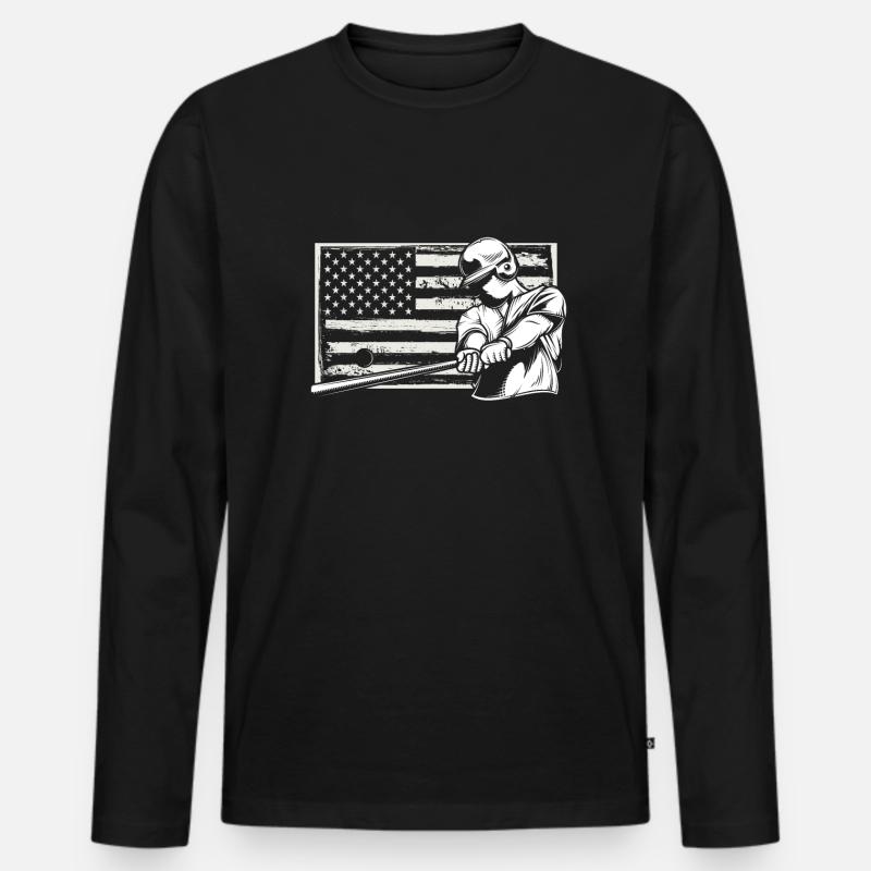 Lustiger Baseball - Männer Premium Bio Langarmshirt - Schwarz