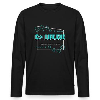 Computer Science - C:> Life.exe - Error Gift - Men's Premium Organic Long Sleeve Shirt - black - Front - Nico (187cm)