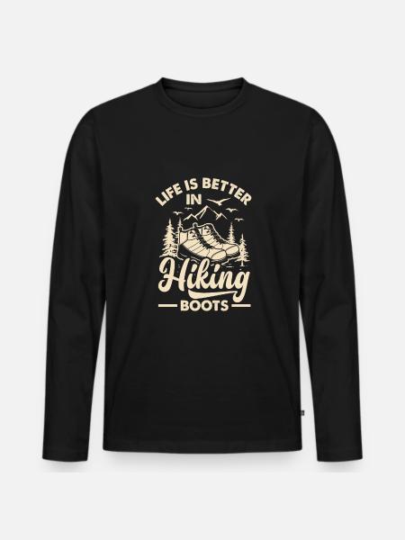 Funny Hiking Gift - Men's Premium Organic Long Sleeve Shirt - black