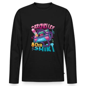 Offizielles 80er Kostüm Alaaf Helau Rosenmontag - Männer Premium Bio Langarmshirt - Schwarz - Vorne - Nico (187cm)
