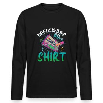 Offizielles 80er Kostüm Alaaf Helau Rosenmontag - Männer Premium Bio Langarmshirt - Schwarz - Vorne - Nico (187cm)