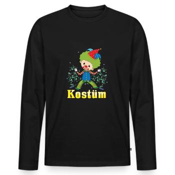 Fasching Kostüm Alaaf Helau Rosenmontag Karneval - Männer Premium Bio Langarmshirt - Schwarz - Vorne - Nico (187cm)