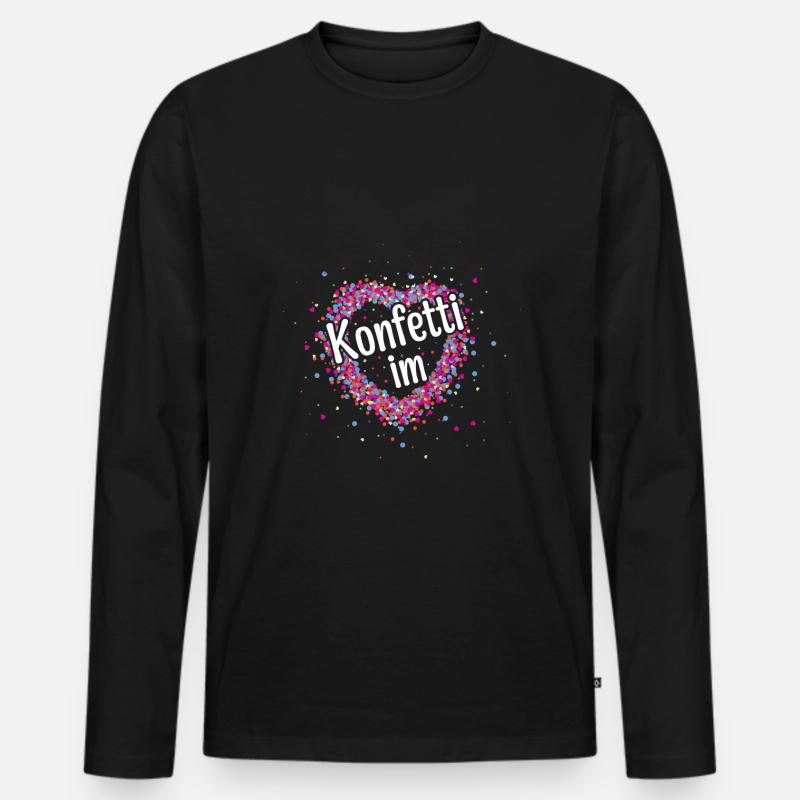 Konfetti Im Herz Fasching - Männer Premium Bio Langarmshirt - Schwarz