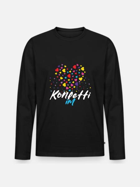 Konfetti Im Herz Fasching - Männer Premium Bio Langarmshirt - Schwarz