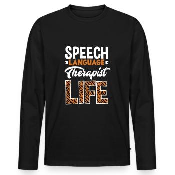 Speech therapist, speech therapist, speech therapist - Men's Premium Organic Long Sleeve Shirt - black - Front - Nico (187cm)
