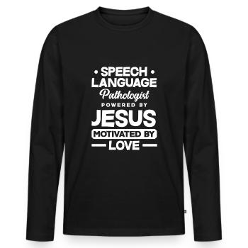 Speech therapist, speech therapist, speech therapist - Men's Premium Organic Long Sleeve Shirt - black - Front - Nico (187cm)