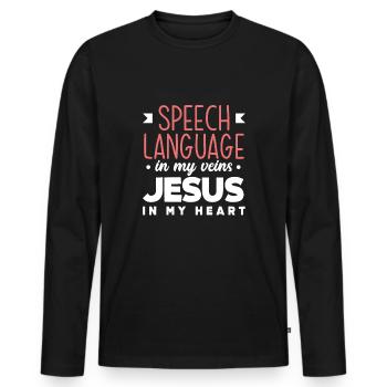 Speech therapist, speech therapist, speech therapist - Men's Premium Organic Long Sleeve Shirt - black - Front - Nico (187cm)