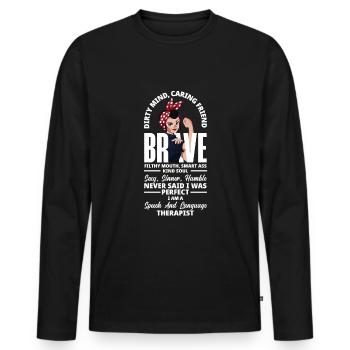 Speech therapist, speech therapist, speech therapist - Men's Premium Organic Long Sleeve Shirt - black - Front - Nico (187cm)