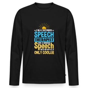Speech therapist, speech therapist, speech therapist - Men's Premium Organic Long Sleeve Shirt - black - Front - Nico (187cm)