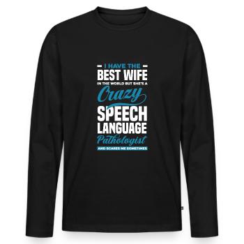 Speech therapist, speech therapist, speech therapist - Men's Premium Organic Long Sleeve Shirt - black - Front - Nico (187cm)