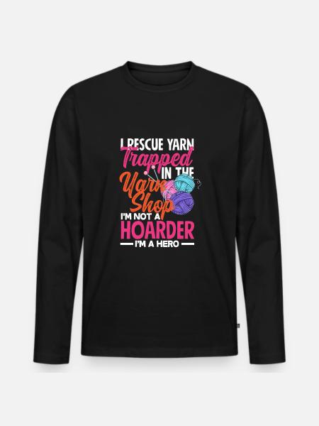 Funny Knitting Knitting Needle Gift - Men's Premium Organic Long Sleeve Shirt - black