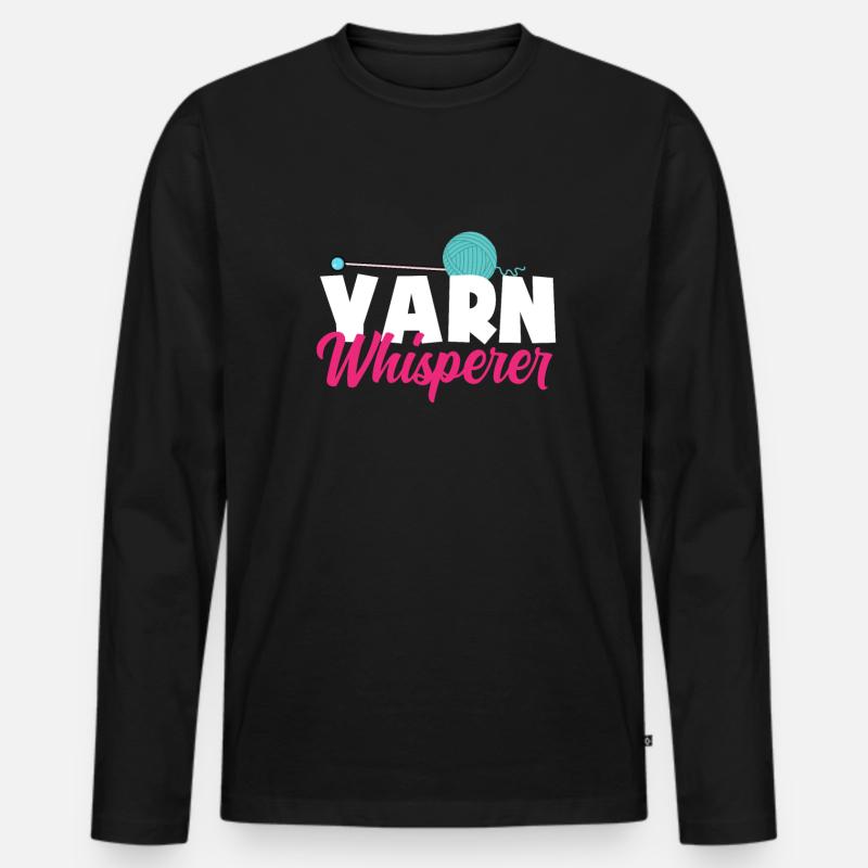 Lustiges Stricken Stricknadel Geschenk - Männer Premium Bio Langarmshirt - Schwarz