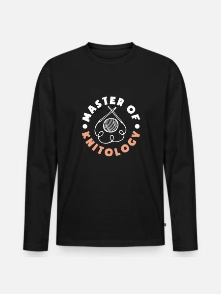 Funny Knitting Knitting Needle Gift - Men's Premium Organic Long Sleeve Shirt - black
