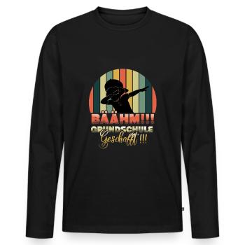Élève de l’école primaire terminée - T-shirt manches longues Premium bio Homme - noir - Devant - Nico (187cm)