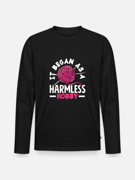 Funny Knitting Knitting Needle Gift - Men's Premium Organic Long Sleeve Shirt - black