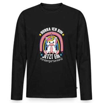 Hourra de maternelle, j’en suis un maintenant - T-shirt manches longues Premium bio Homme - noir - Devant - Nico (187cm)
