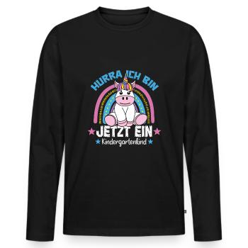 Hourra de maternelle, j’en suis un maintenant - T-shirt manches longues Premium bio Homme - noir - Devant - Nico (187cm)