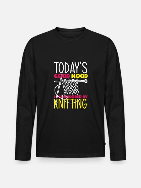 Funny Knitting Knitting Needle Gift - Men's Premium Organic Long Sleeve Shirt - black