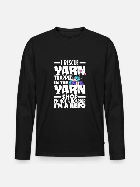 Funny Knitting Knitting Needle Gift - Men's Premium Organic Long Sleeve Shirt - black