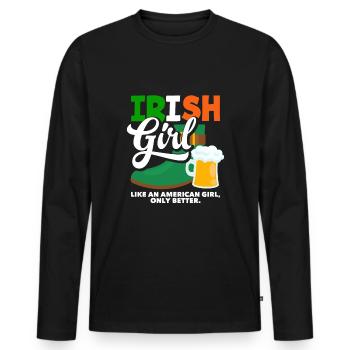 Funny Irishman Ireland Gift - Men's Premium Organic Long Sleeve Shirt - black - Front - Nico (187cm)