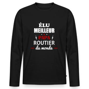 Élu meilleur papa routier du monde,fête des pères - T-shirt manches longues Premium bio Homme - noir - Devant - Nico (187cm)