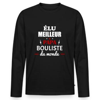 Élu meilleur papa bouliste du monde,fête des pères - T-shirt manches longues Premium bio Homme - noir - Devant - Nico (187cm)