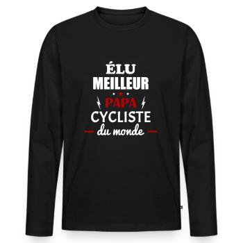 Élu meilleur papa cycliste du monde,fête des pères - T-shirt manches longues Premium bio Homme - noir - Devant - Nico (187cm)