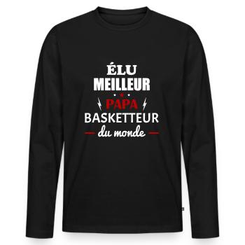 Élu meilleur papa basketteur,fête des pères - T-shirt manches longues Premium bio Homme - noir - Devant - Nico (187cm)