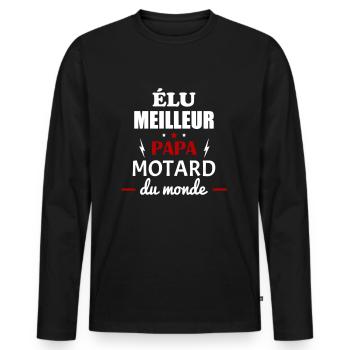 Élu meilleur papa Motard,fête des pères,Moto - T-shirt manches longues Premium bio Homme - noir - Devant - Nico (187cm)
