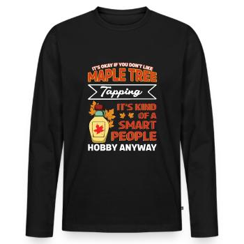 Érable Entaillage Érable Feuille d’érable Hobby - T-shirt manches longues Premium bio Homme - noir - Devant - Nico (187cm)