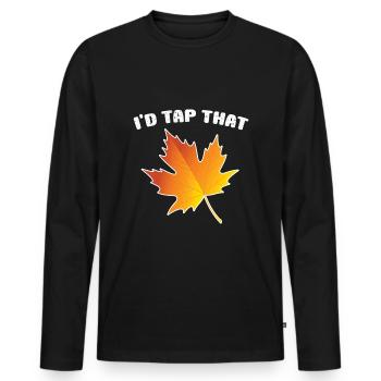 I'd Tap That Maple Tapping Maple Tree Maple Leaf - Men's Premium Organic Long Sleeve Shirt - black - Front - Nico (187cm)