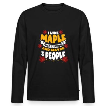 I Like Maple Tree Tapping And 3 Tree Maple Leaf - Men's Premium Organic Long Sleeve Shirt - black - Front - Nico (187cm)