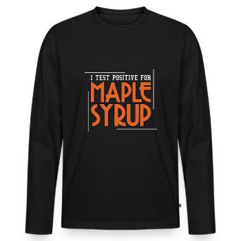Positiver Ahornsirup Klopfbaum Ahornblatt - Männer Premium Bio Langarmshirt - Schwarz - Vorne - Nico (187cm)