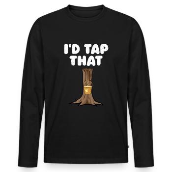 I'd Tap That Tree Maple Tapping Tree Maple Leaf - Men's Premium Organic Long Sleeve Shirt - black - Front - Nico (187cm)