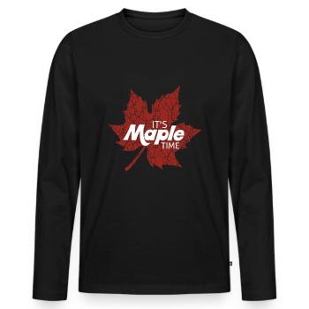 It's Maple Time For Tapping Maple Tree Maple Leaf - Men's Premium Organic Long Sleeve Shirt - black - Front - Nico (187cm)