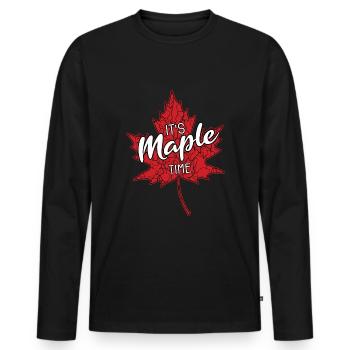It's Maple Time Maple Leaf Maple Tree Maple Leaf - Men's Premium Organic Long Sleeve Shirt - black - Front - Nico (187cm)